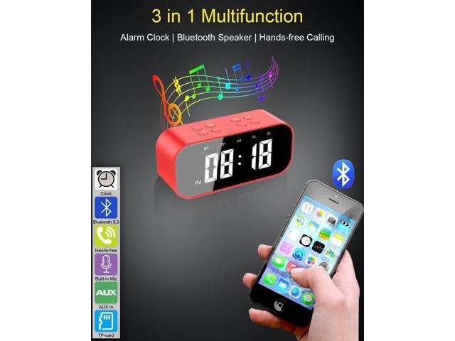KEHIPI Digital Alarm Clock with Bluetooth Speaker,Desk Clock for Bedroom/Office,Small Table Clock with Dual Alarms,Snooze,Dimmable LED...