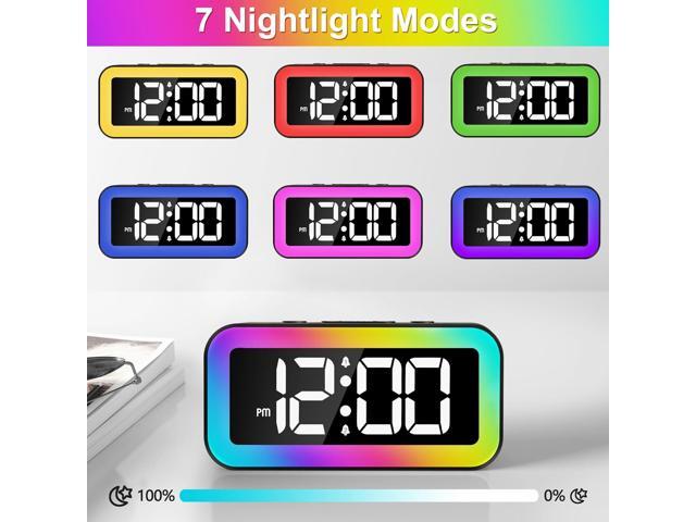 KEHIPI Colorful Nightlight LED Digital Alarm Clock with Super Loud Dual alarm, Weekday mode, Snooze, Dimmer, USB Charging Port for Livingroom,...