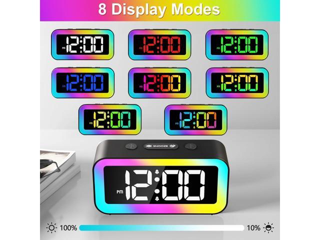 KEHIPI Colorful Nightlight LED Digital Alarm Clock with Super Loud Dual alarm, Weekday mode, Snooze, Dimmer, USB Charging Port for Livingroom,...