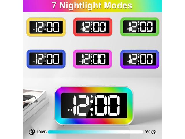 KEHIPI Colorful Nightlight LED Digital Alarm Clock with Super Loud Dual alarm, Weekday mode, Snooze, Dimmer, USB Charging Port for Livingroom,...