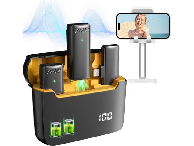 KEHIPI 2 Pcs Wireless Lavalier Microphone for iPhone iPad with Charging Case,48H Battery Life Clip On Wireless Mic for iPad -Recording Mic for...