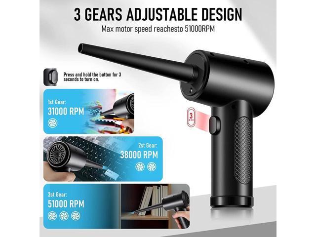 KEHIPI Compressed Air Duster-3 Gear Speed 55000 RPM 7600mAh 7.2KPA Electric Air Duster,Replaces Compressed Air Cans,Cordless air Blower...