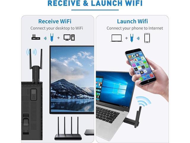 KEHIPI USB WiFi Adapter for PC - 1300Mbps USB 3.0 WiFi Dongle, 2.4G/5G Dual Band Wireless WiFi Adapter for Desktop PC, Supports Windows...