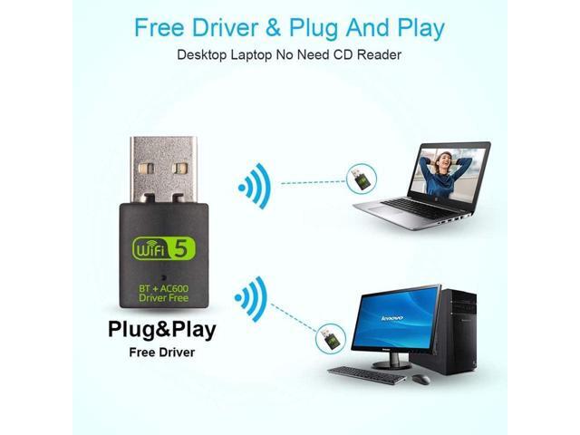 KEHIPI USB WiFi Bluetooth Adapter, 600Mbps Dual Band 2.4/5Ghz Wireless Network External Receiver, Mini WiFi Dongle for PC/Laptop/Desktop