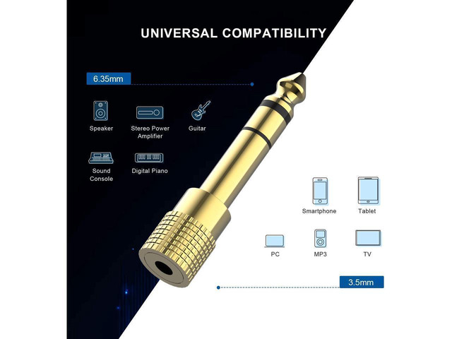 KEHIPI Headphone Adapter 6.35mm (1/4 Inch) Male to 3.5mm (1/8 Inch) Female and 3.5 mm Male Plug to 6.35 mm Female Jack, Audio Stereo TRS Converter...
