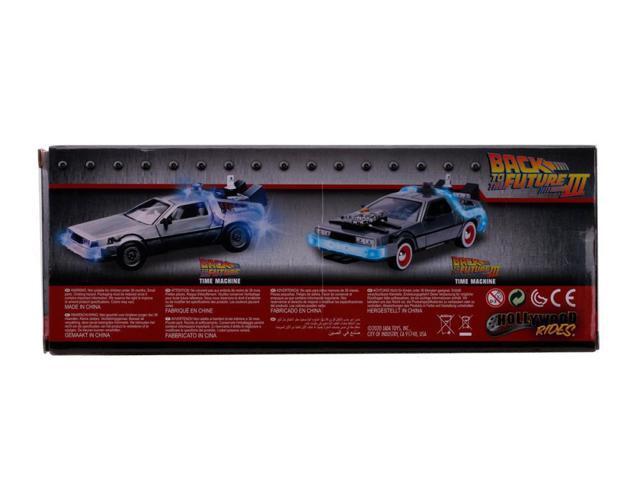 DeLorean Brushed Metal Time Machine with Lights 'Back to the Future Part III' (1990) Movie 'Hollywood Rides' Series 1/24 Diecast Model Car by Jada
