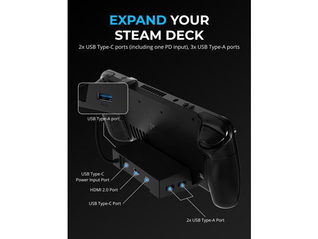 SABRENT 6-Port Docking Station for Steam Deck and USB C Devices with 95W PD3.0 port, HDMI 2.0 4K/60Hz, 3 USB-A Ports, USB-C Port [DS-SD6P]