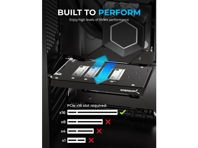 SABRENT 4-Drive NVMe SSD to PCIe 4.0 X 16 Adapter Card with Active Cooling [EC-P4BF]