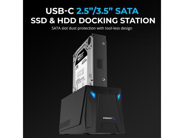 SABRENT USB-C Hard Drive Docking Station, 2.5'/3.5' Inch SATA SSD & HDD Tool Free 10Gbps Docking Station, Hot Swappable, Supports 20TB Drives, for...