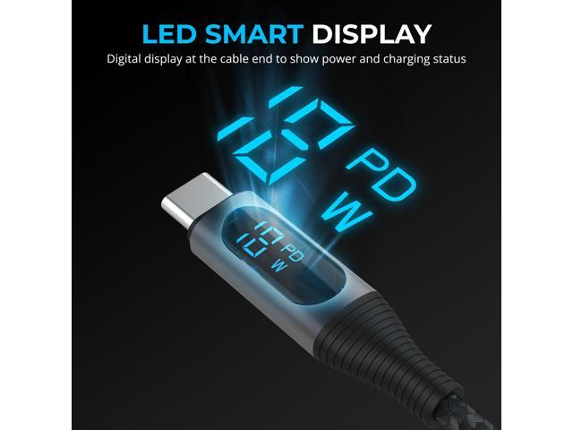 SABRENT USB-C to Lightning Cable with Smart Display, 2M/6.6FT Long, Apple MFI certified, 60W Charging and 480Mbps Data Transfer Speeds, for Phones,...