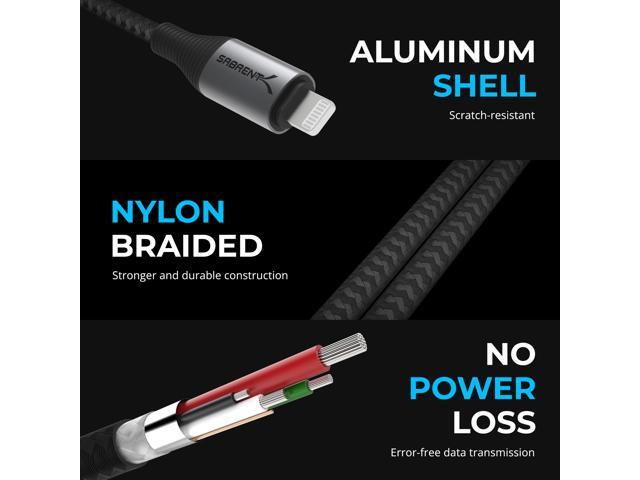 SABRENT USB-C to Lightning Cable with Smart Display, 2M/6.6FT Long, Apple MFI certified, 60W Charging and 480Mbps Data Transfer Speeds, for Phones,...