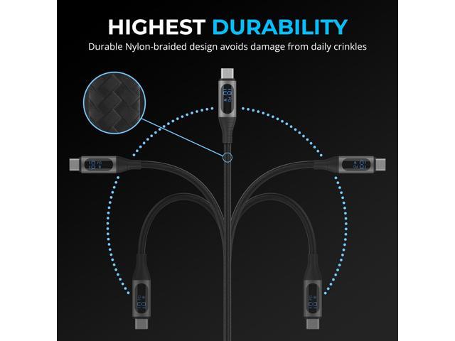 SABRENT USB-C to Lightning Cable with Smart Display, 1M/3.3FT Long, Apple MFI certified, 60W Charging and 480Mbps Data Transfer Speeds, for Phones,...