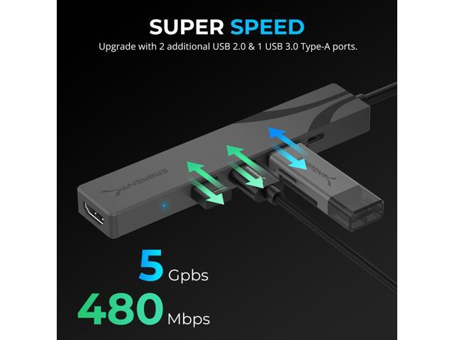 SABRENT Multi-Port USB-C Hub with Power Delivery and HDMI Out, 3 USB A Ports [HB-SHPU]