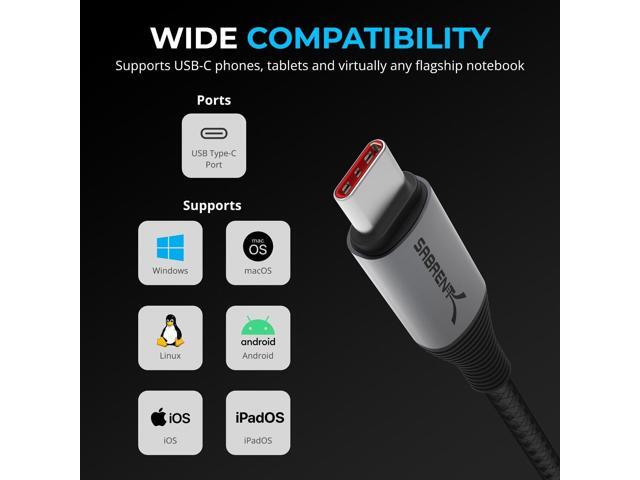 SABRENT USB C to USB C Charging Cable with Smart Display, 1M/3.3FT Long, E-Marker Chip, 100W Charging and 480Mbps Data Transfer Speeds, for...