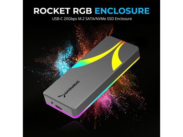 SABRENT Rocket RGB USB C 20Gbps M.2 SATA/NVMe SSD Enclosure (EC-RGBG)