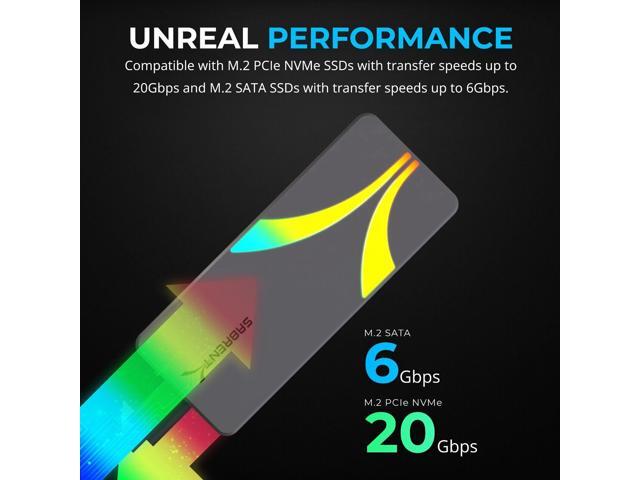 SABRENT Rocket RGB USB C 20Gbps M.2 SATA/NVMe SSD Enclosure (EC-RGBG)
