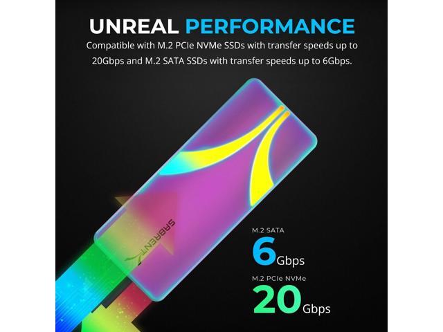 SABRENT Rocket RGB USB C 20Gbps M.2 SATA/NVMe SSD Enclosure - Special Edition (EC-RGBC)