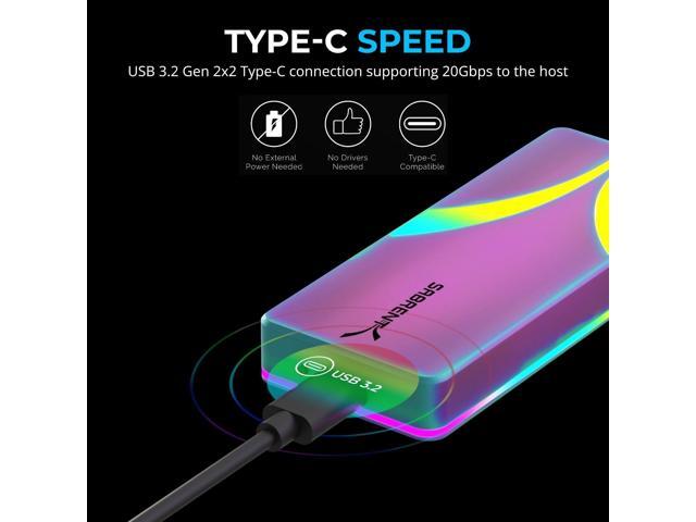 SABRENT Rocket RGB USB C 20Gbps M.2 SATA/NVMe SSD Enclosure - Special Edition (EC-RGBC)