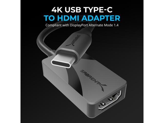 SABRENT 4K USB Type-C to HDMI Adapter - Plug-and-Play, 4K@60Hz, HDR10/Dolby Vision Support, Compatible with Laptops, Tablets, Smartphones, and...