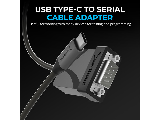 SABRENT USB-C to DB9 Serial RS-232 Adapter Cable 6FT, Prolific PL2303GS Chipset, USB 2.0, 1bps-12Mbps Baud Rate, for POS Terminals, Modems, GPS,...