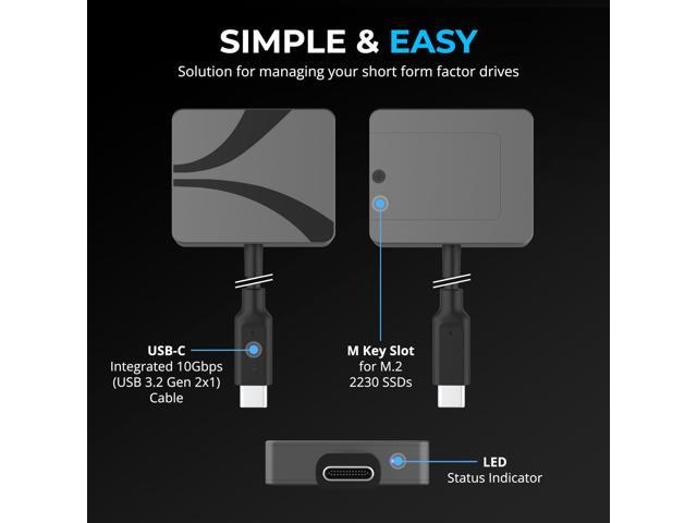 SABRENT USB-C Enclosure for M.2 2230 PCIe NVMe SSDs, 10Gbps Transfer Speed, UASP and Trim Support, Compatible with Windows, macOS, Linux (EC-NE30)