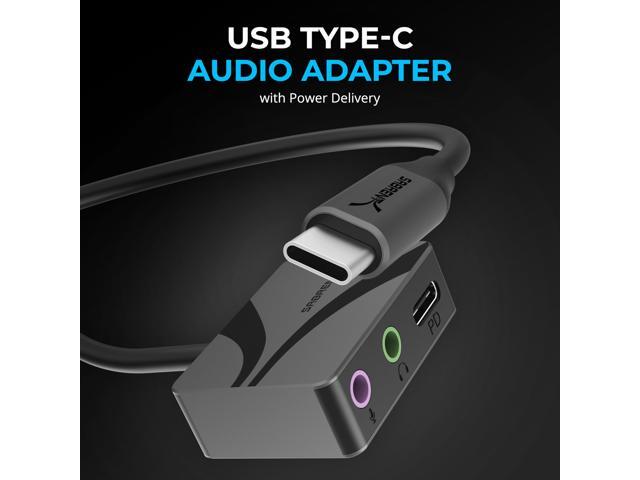 SABRENT USB Type-C to 3.5mm Audio Adapter with 100W PD, USB C External Sound Card for Headset Microphone Speakers Stereo Output 24-bit 96KHz...