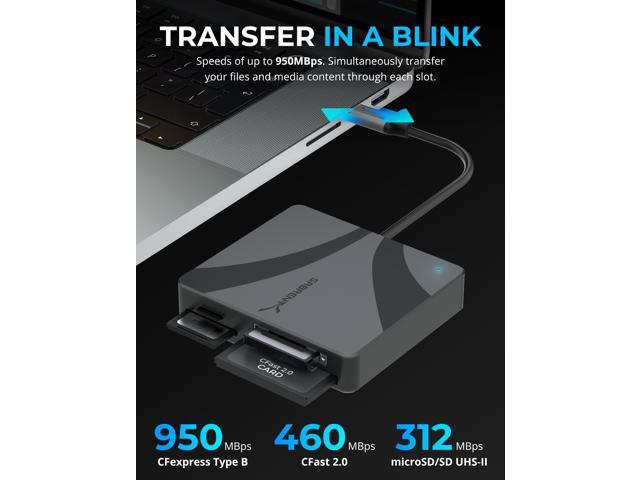 SABRENT USB-C Multi-Card Reader for CFexpress Type B, CFast 2.0, and microSD/SD cards (CR-C4PM)
