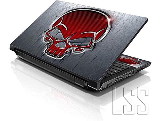 LSS 17 17.3 Inches Laptop Notebook Skin Sticker with 2 Wrist Pads - Reusable Cover Protector Vinyl Sticker Cover Decal Fits 17' - 19' - Red Skull...