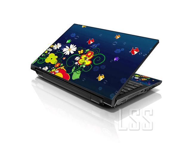 LSS 17 17.3 Inches Laptop Notebook Skin Sticker with 2 Wrist Pads - Reusable Cover Protector Vinyl Sticker Cover Decal Fits 17' - 19' - Ocean Fish...