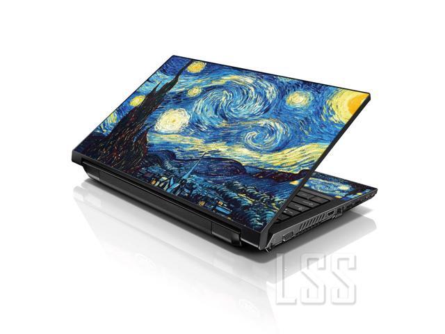 LSS 17 17.3 Inches Laptop Notebook Skin Sticker with 2 Wrist Pads - Reusable Cover Protector Vinyl Sticker Cover Decal Fits 17' - 19' - Van Gogh...