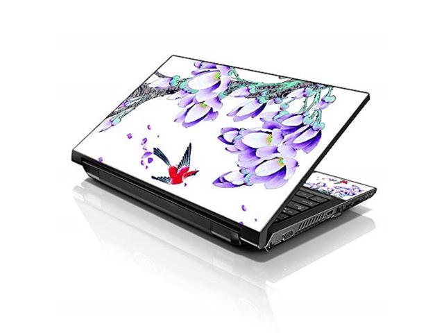 LSS 15 15.6 Inches Laptop Notebook Skin Sticker with 2 Wrist Pads - Reusable Cover Protector Vinyl Sticker Cover Decal Fits 13' - 16' - Bird Floral...