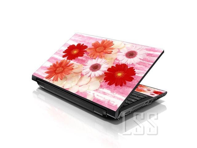 LSS 15 15.6 Inches Laptop Notebook Skin Sticker with 2 Wrist Pads - Reusable Cover Protector Vinyl Sticker Cover Decal Fits 13' - 16' - Red Daisy...