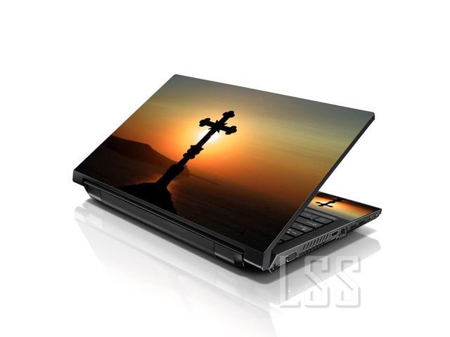 LSS 17 17.3 Inches Laptop Notebook Skin Sticker with 2 Wrist Pads - Reusable Cover Protector Vinyl Sticker Cover Decal Fits 17' - 19' - Black Cross...