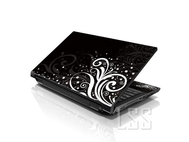 LSS 17 17.3 Inches Laptop Notebook Skin Sticker with 2 Wrist Pads - Reusable Cover Protector Vinyl Sticker Cover Decal Fits 17' - 19' - Black and...
