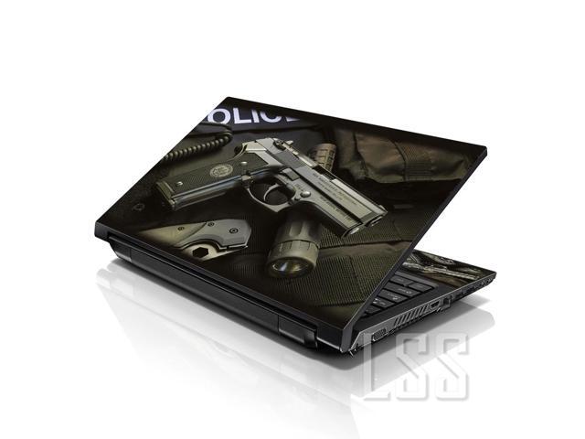 LSS 15 15.6 Inches Laptop Notebook Skin Sticker with 2 Wrist Pads - Reusable Cover Protector Vinyl Sticker Cover Decal Fits 13' - 16' - Police Gun...