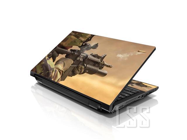 LSS 15 15.6 Inches Laptop Notebook Skin Sticker with 2 Wrist Pads - Reusable Cover Protector Vinyl Sticker Cover Decal Fits 13' - 16' - Shooting...