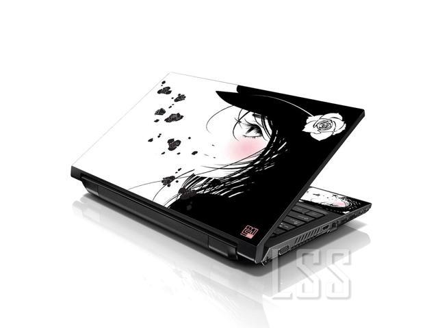 LSS 17 17.3 Inches Laptop Notebook Skin Sticker with 2 Wrist Pads - Reusable Cover Protector Vinyl Sticker Cover Decal Fits 17' - 19' - Girl Pattern