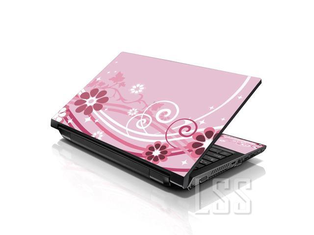 LSS 15 15.6 Inches Laptop Notebook Skin Sticker with 2 Wrist Pads - Reusable Cover Protector Vinyl Sticker Cover Decal Fits 13' - 16' - Pink Floral...