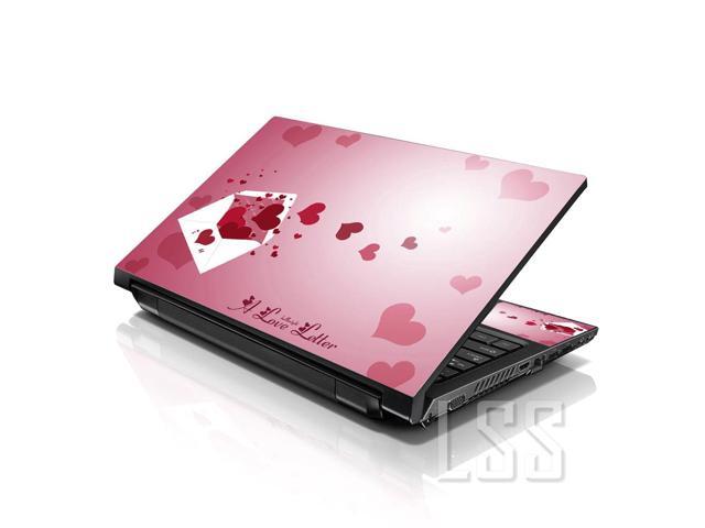 LSS 17 17.3 Inches Laptop Notebook Skin Sticker with 2 Wrist Pads - Reusable Cover Protector Vinyl Sticker Cover Decal Fits 17' - 19' - Pink Hearts...