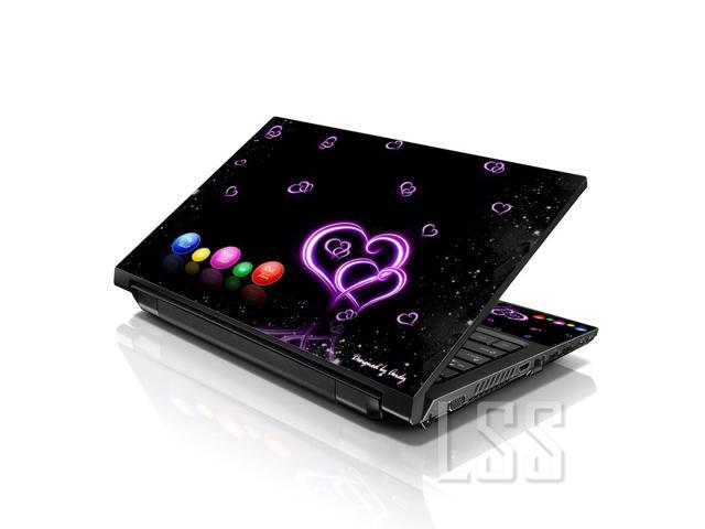 LSS 15 15.6 Inches Laptop Notebook Skin Sticker with 2 Wrist Pads - Reusable Cover Protector Vinyl Sticker Cover Decal Fits 13' - 16' - Hearts Pattern