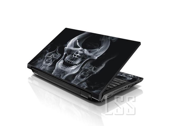 LSS 17 17.3 Inches Laptop Notebook Skin Sticker with 2 Wrist Pads - Reusable Cover Protector Vinyl Sticker Cover Decal Fits 17' - 19' - Smoke Skull...