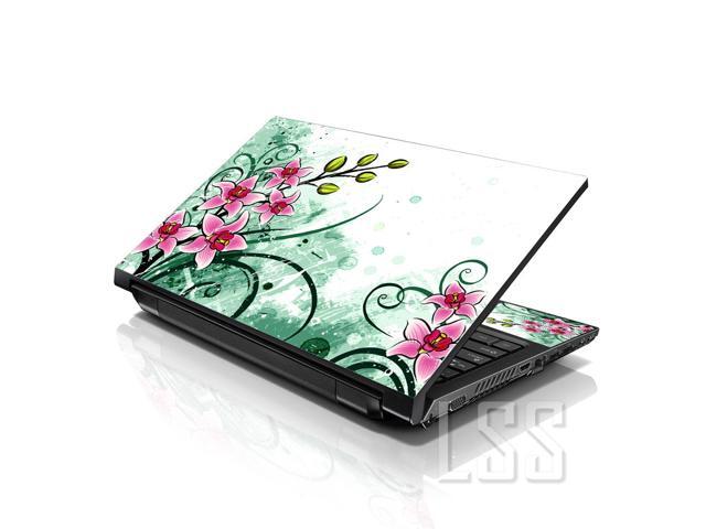 LSS 15 15.6 Inches Laptop Notebook Skin Sticker with 2 Wrist Pads - Reusable Cover Protector Vinyl Sticker Cover Decal Fits 13' - 16' - Pink Flower...