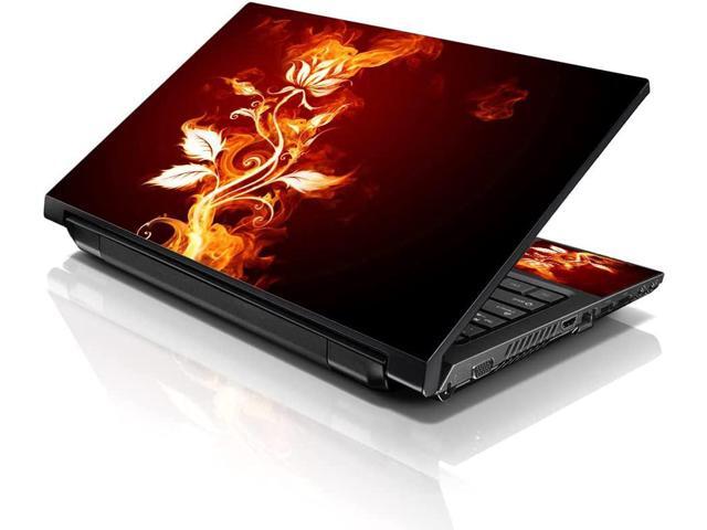 LSS 17 17.3 Inches Laptop Notebook Skin Sticker with 2 Wrist Pads - Reusable Cover Protector Vinyl Sticker Cover Decal Fits 17' - 19' - Red Flame...