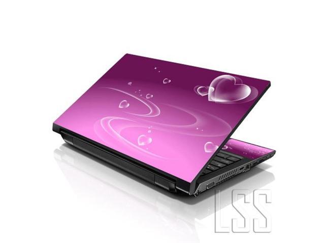LSS 17 17.3 Inches Laptop Notebook Skin Sticker with 2 Wrist Pads - Reusable Cover Protector Vinyl Sticker Cover Decal Fits 17' - 19' - Pink Hearts...