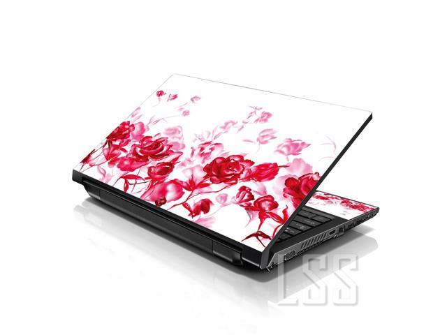 LSS 17 17.3 Inches Laptop Notebook Skin Sticker with 2 Wrist Pads - Reusable Cover Protector Vinyl Sticker Cover Decal Fits 17' - 19' - Red Roses...