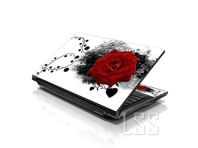 LSS 17 17.3 Inches Laptop Notebook Skin Sticker with 2 Wrist Pads - Reusable Cover Protector Vinyl Sticker Cover Decal Fits 17' - 19' - Red Rose...