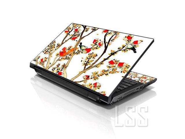 LSS 17 17.3 Inches Laptop Notebook Skin Sticker with 2 Wrist Pads - Reusable Cover Protector Vinyl Sticker Cover Decal Fits 17' - 19' - Birds and...