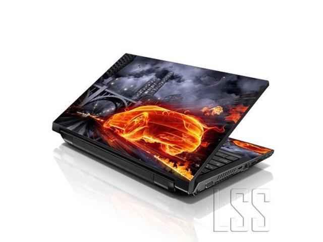 LSS 17 17.3 Inches Laptop Notebook Skin Sticker with 2 Wrist Pads - Reusable Cover Protector Vinyl Sticker Cover Decal Fits 17' - 19' - Flame Racer...