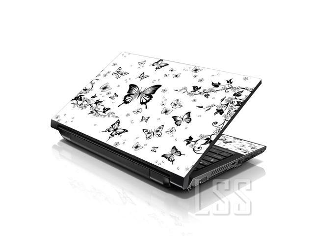 LSS 17 17.3 Inches Laptop Notebook Skin Sticker with 2 Wrist Pads - Reusable Cover Protector Vinyl Sticker Cover Decal Fits 17' - 19' - Butterflies...
