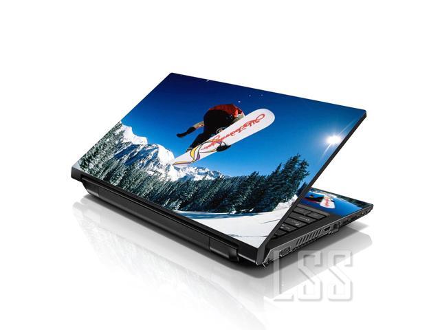 LSS 17 17.3 Inches Laptop Notebook Skin Sticker with 2 Wrist Pads - Reusable Cover Protector Vinyl Sticker Cover Decal Fits 17' - 19' - Snowboarder...